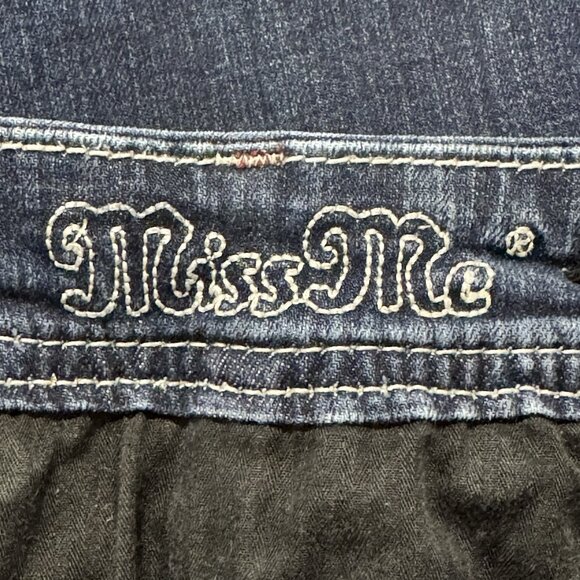 Miss Me Jeans Womens 26x31 Blue Signature Skinny Flap Pockets Distressed Denim - Picture 5 of 13